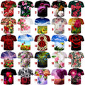 Women Men T-Shirt 3D Print Short Sleeve Tee Tops Beautiful Rose Flower Pattern