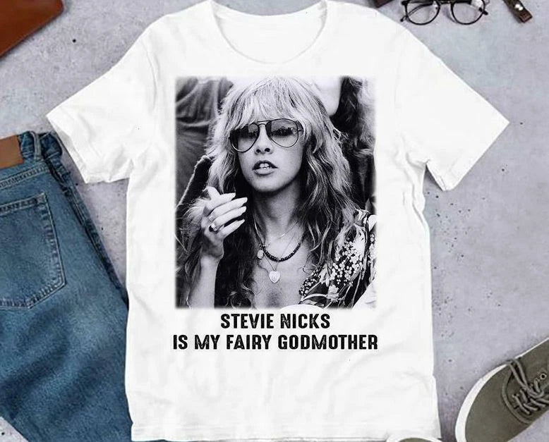 Singer Rock Stevie- Nicks Is My Fairy Godmother Lover Glasses T Shirt Vintage