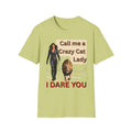 Modern Crazy Cat Lady Graphic T-shirt Edgy Biker Babe Design Walking Lion Leash
