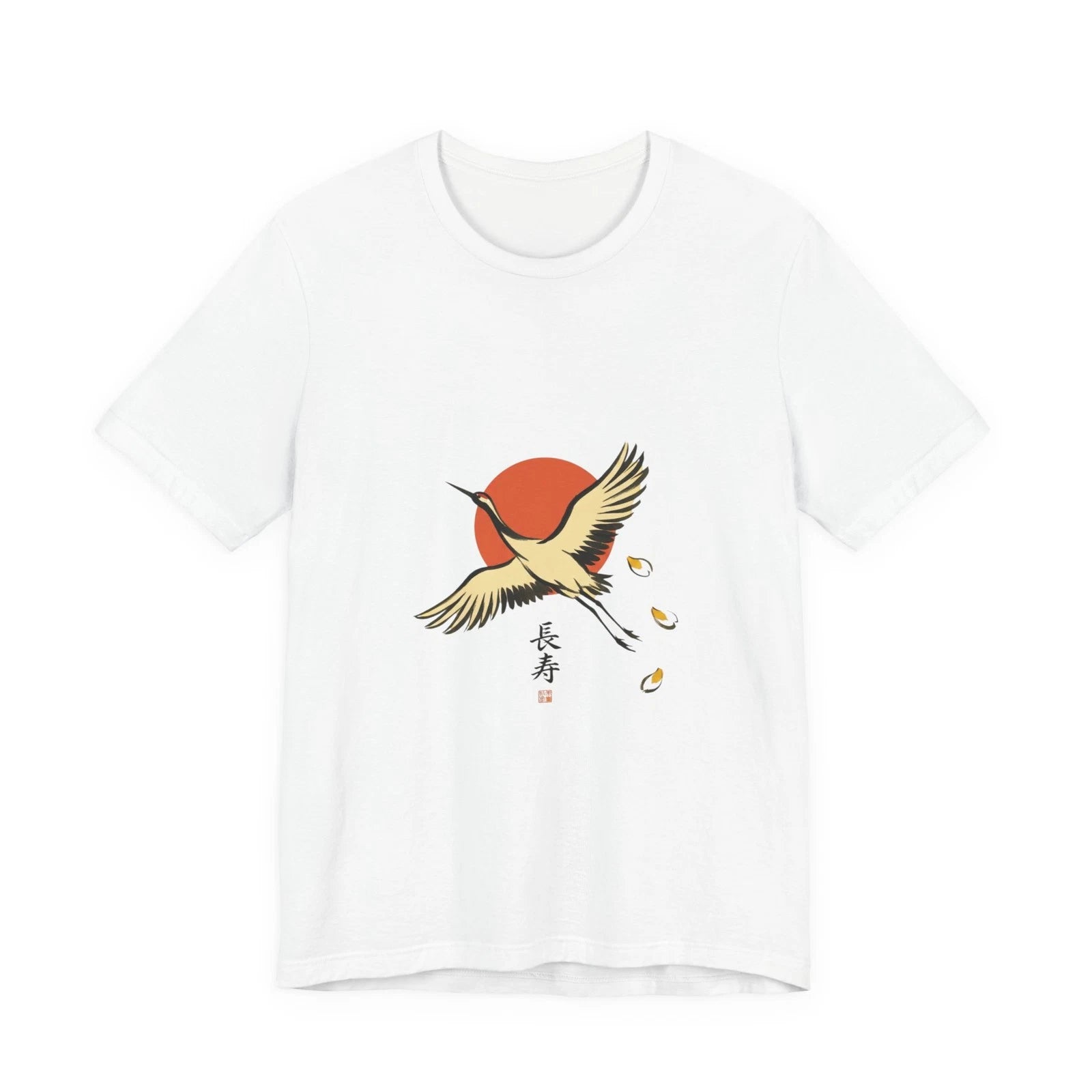 Japanese Crane Graphic T Shirt Kanji Rising Sun Streetwear Tee