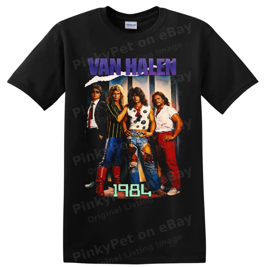 Van Halen 1984 Rock Band T Shirt Eddie David Alex Michael Vintage Tee Style