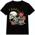 Rock N Roll Skull Guitar Roses Punk Music Band Vintage Graphic T-Shirt.