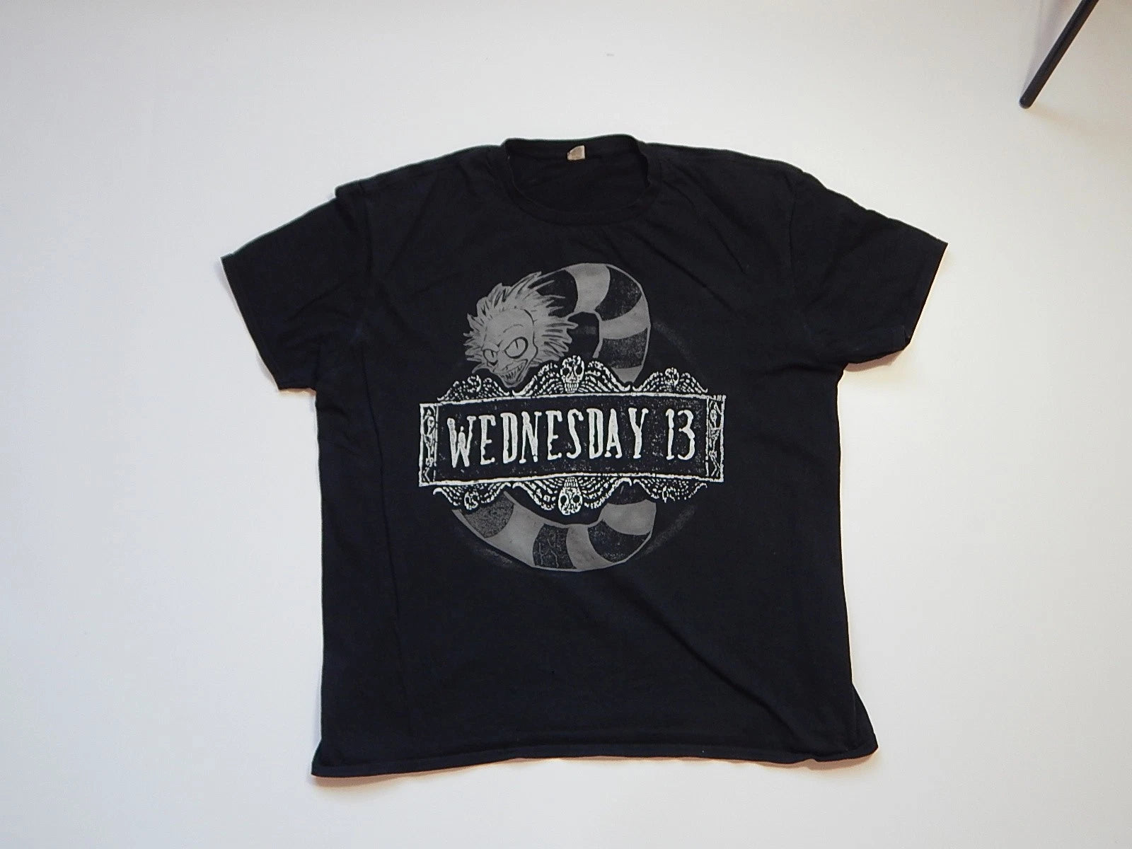 vintage wednesday 13 horror punk hard rock metal band distressed faded tee xl