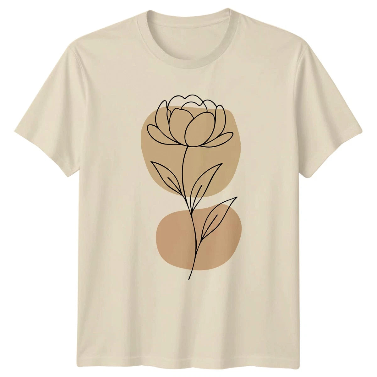 Abstract Minimalist Line Art Flower T-Shirt Boho Botanical Floral Nature