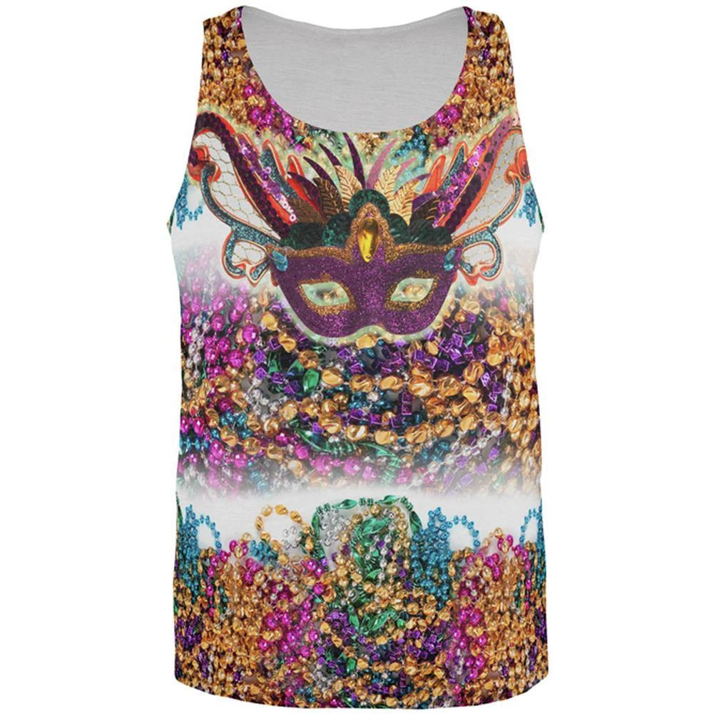 Mardi Gras Trippy Mask Beads All Over Mens Tank Top