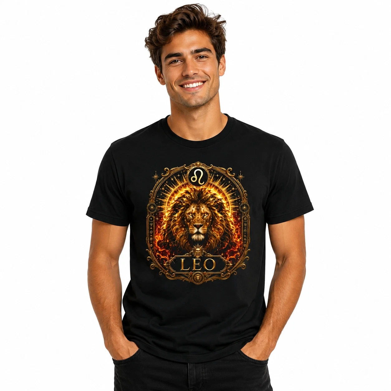 Leo Lion Zodiac T-Shirt Astrology Horoscope Graphic Tee Unisex