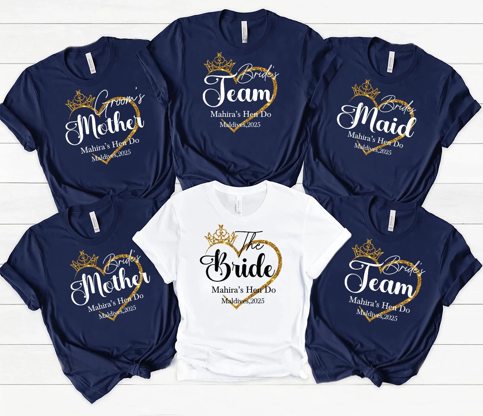 Personalised Hen Party T Shirts, Team Bachelorette Party Shirt, Crown Love team