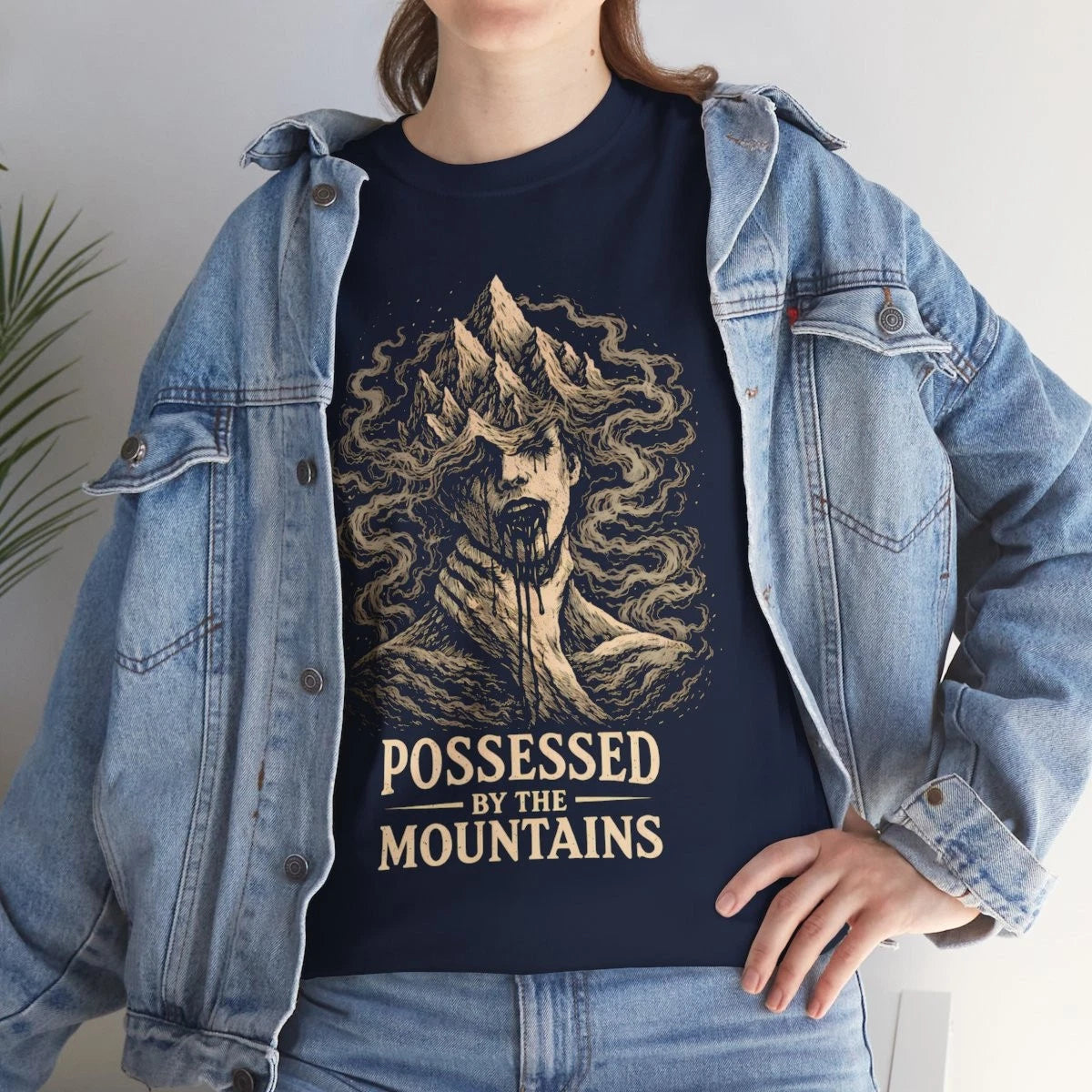 Gothic Mountain Graphic T-Shirt Spooky Occult Tee Goth Aesthetic Apparel Gift