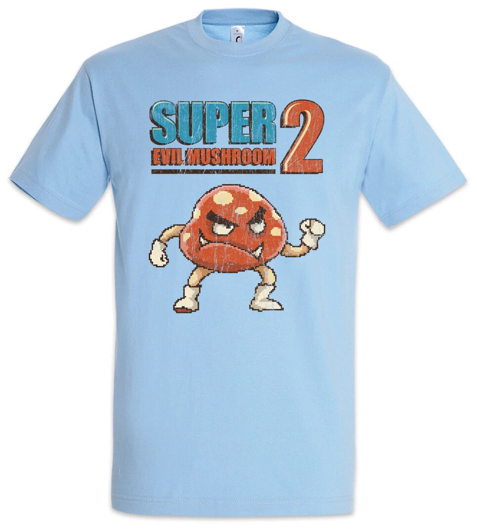 Super Evil Mushroom 2 T-Shirt Gamer Gaming Games Pixel Retro 8 16 Bit Geek Nerd
