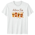 Autumn Sip Womens T-Shirt Pumpkin Spice Latte Fall Drinks