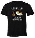 Mens T-Shirt Birthday Level Up Pixel Unicorn Cake Retro Gamer Pixel Graphics