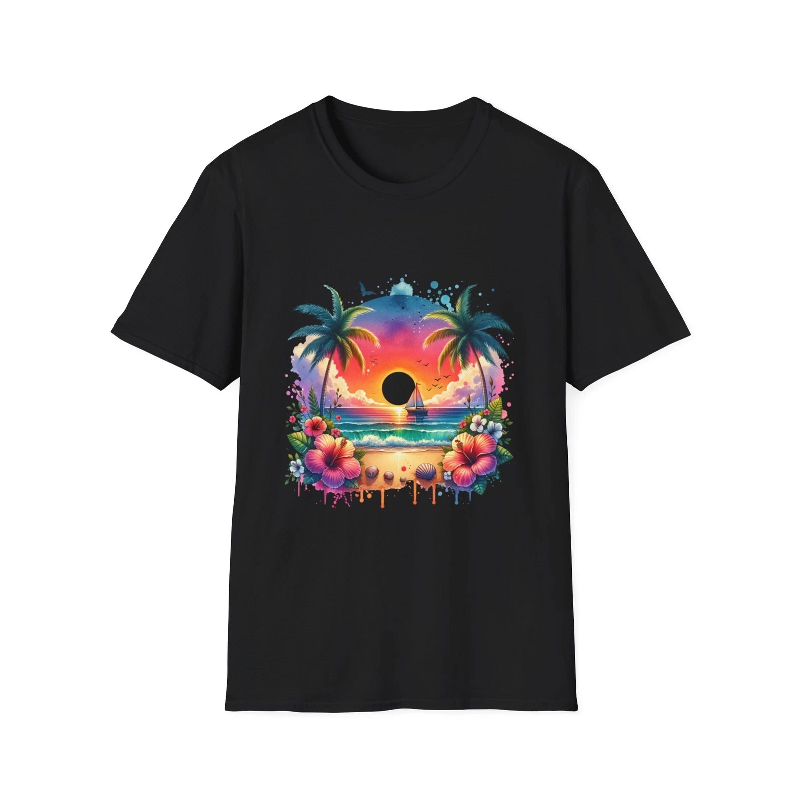 Tropical Sunset Unisex T-Shirt, Beachwear, Summer Vibes, Vacation Tee, Gift for
