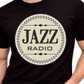 Jazz Radio Circle Badge Retro Vintage Graphic T-Shirt Music Lover Band Gift.