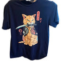 Threadless Shirt M Vincent Trinidad Tattoo Cat Katana Samurai Black Graphic Tee