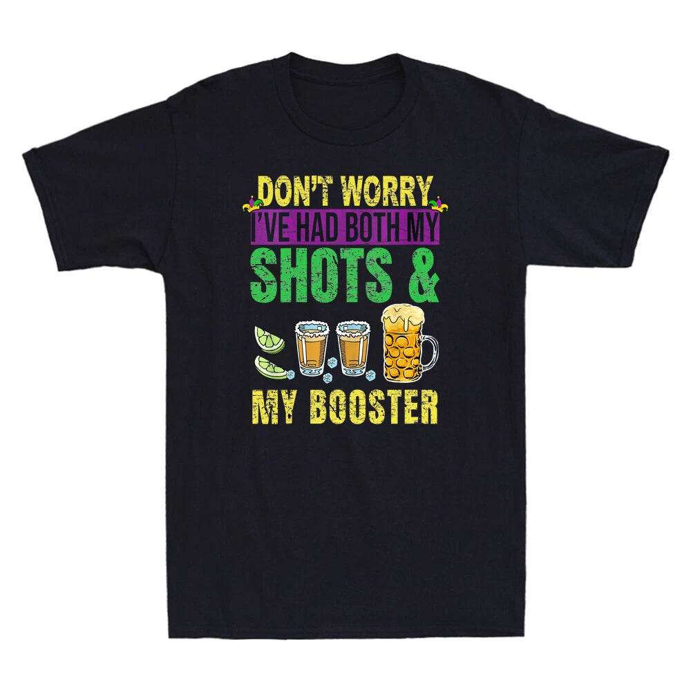 Don't Worry I've had both my Shots and Booster Mardi Gras Vintage Men's T-Shirt