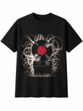 Vinyl Record Player Ink Art Retro Y2K Mens T-Shirt Black 100% Cotton 90s
