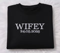 Custom Wifey Hubby Embroidered T-Shirt Matching Couples Tee Valentine's Day Gift