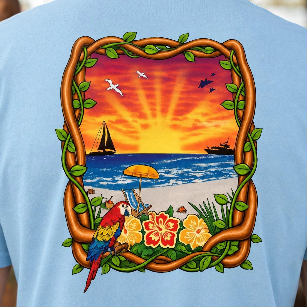Beach Sunset Shirt Coastal Vacation Graphic Tee Tropical Summer Gift