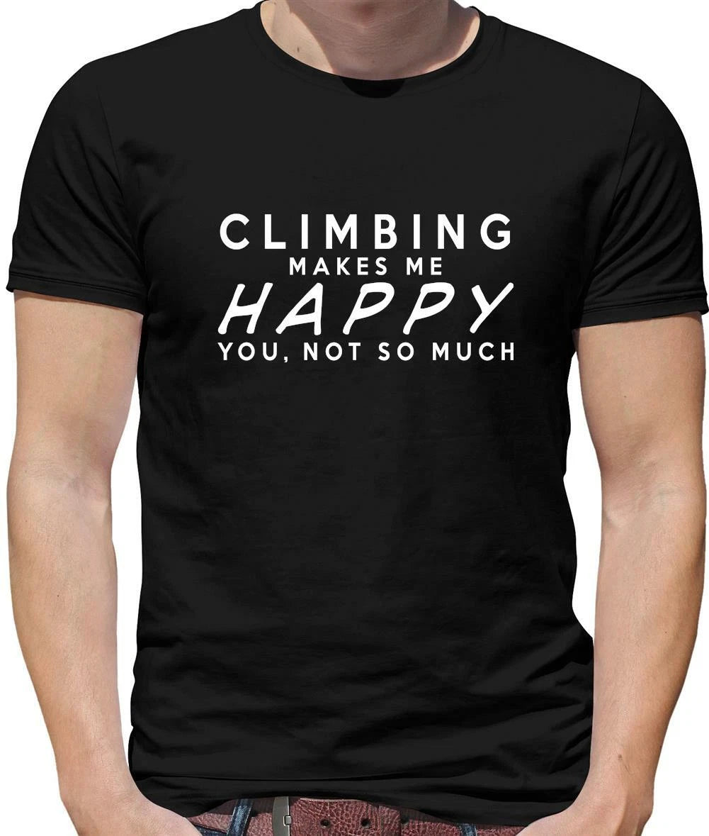 Climbing Makes Me Happy Mens T-Shirt - Climber - Rock - Mountain - Bouldering