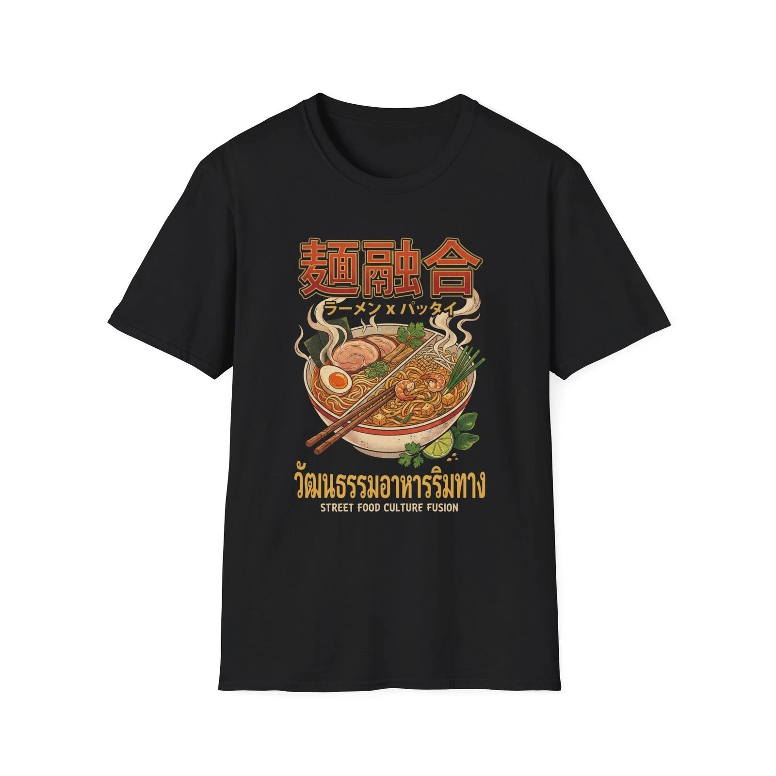 Ramen Pad Thai Fusion Japanese Anime Streetwear Graphic Tee Food Shirt Unisex