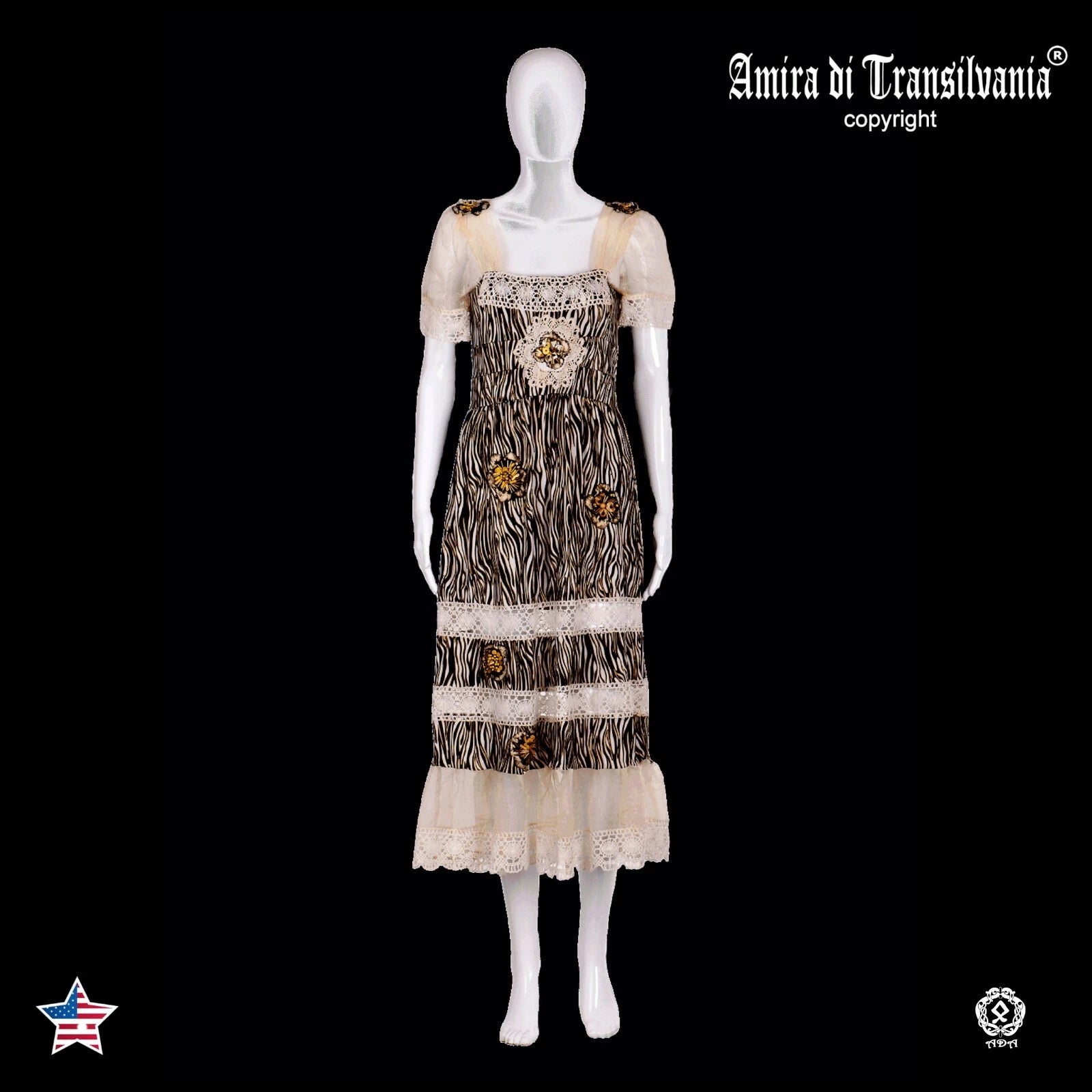 women clothing summer dress fashion brand embroidered black white animal print 1