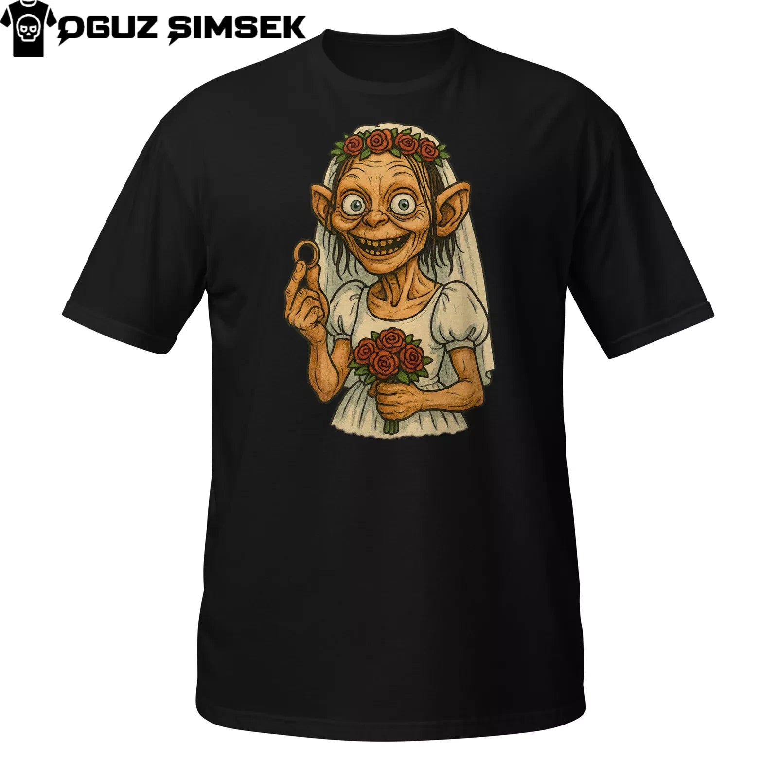 Funny Gollum Bride Parody T-Shirt | Creepy Wedding Design | DTG Printed Graphic