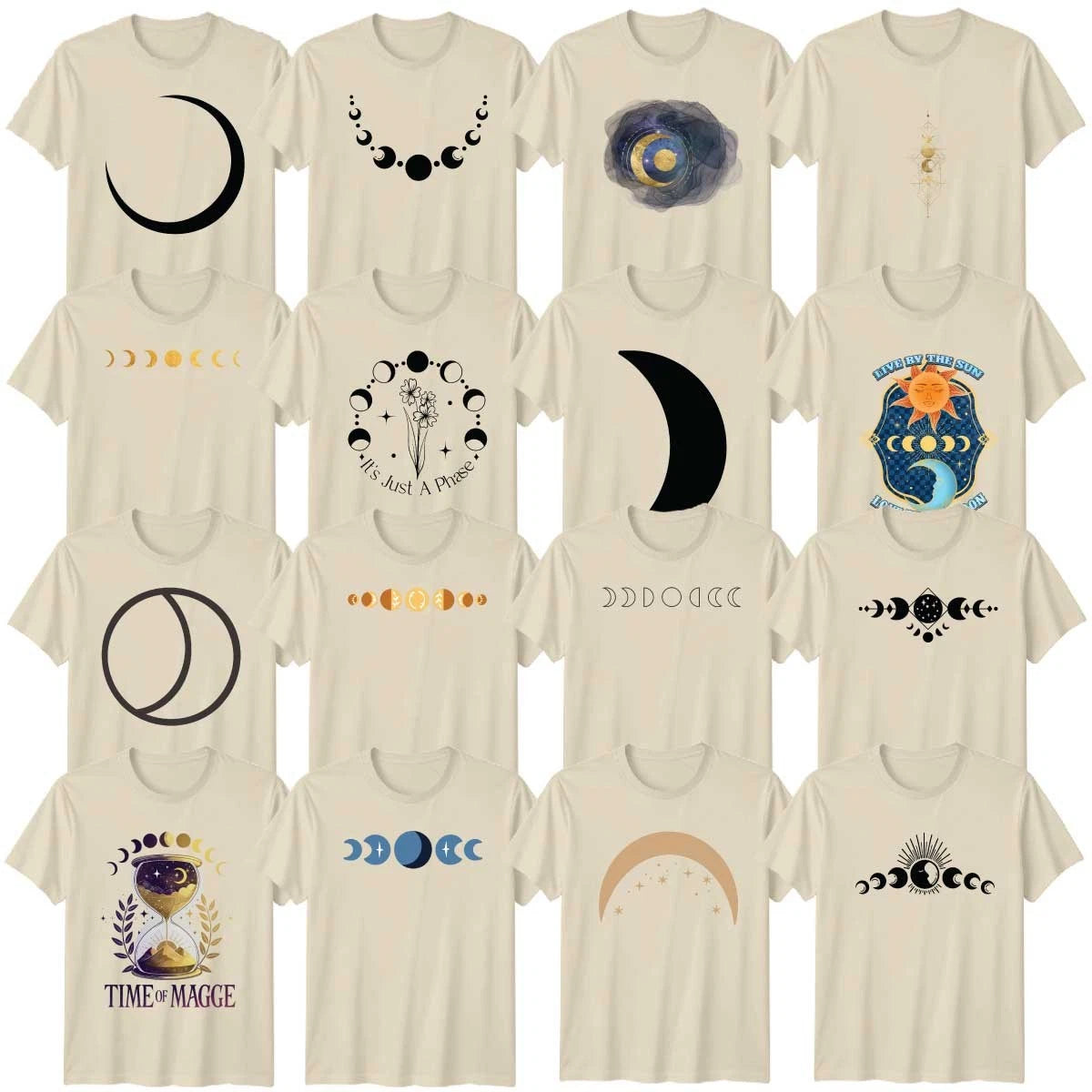 Boho Moon Phases Adult T-Shirt Mystical Cosmic Celestial Gift