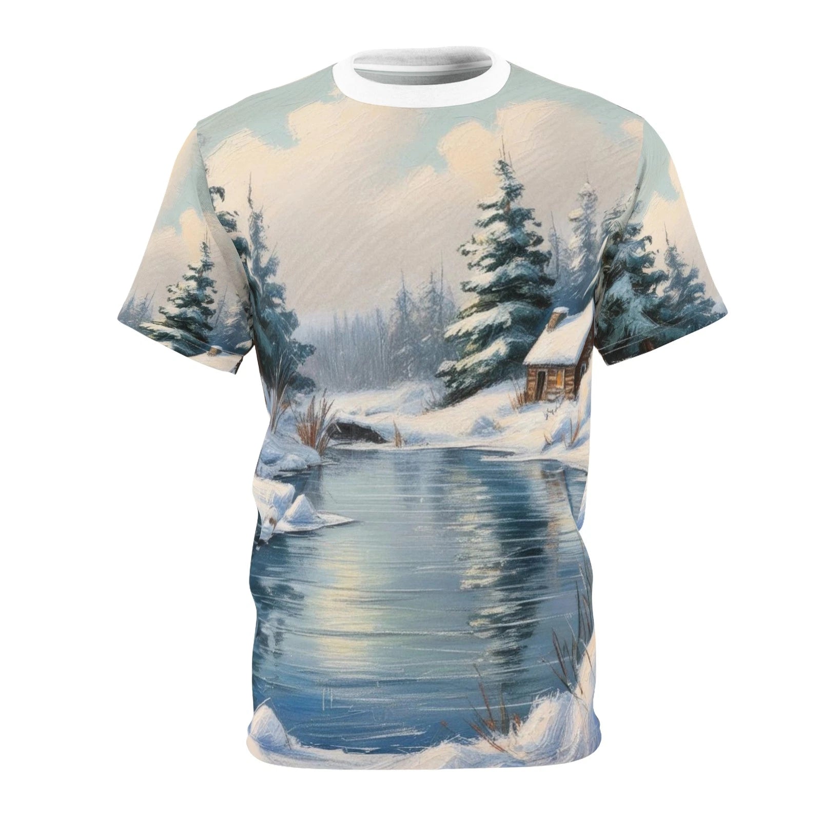 Winter Wonderland Unisex Cut & Sew Tee - Cozy Nature Graphic Shirt