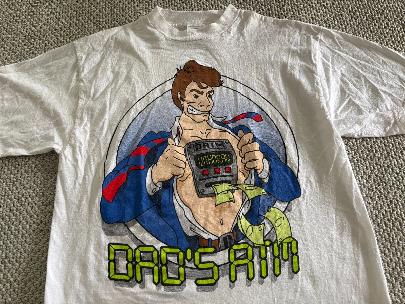 Vintage 90s Mens The Dad Fathers Day ATM CARTOON HUMOR FUNNY Joke T Shirt Large