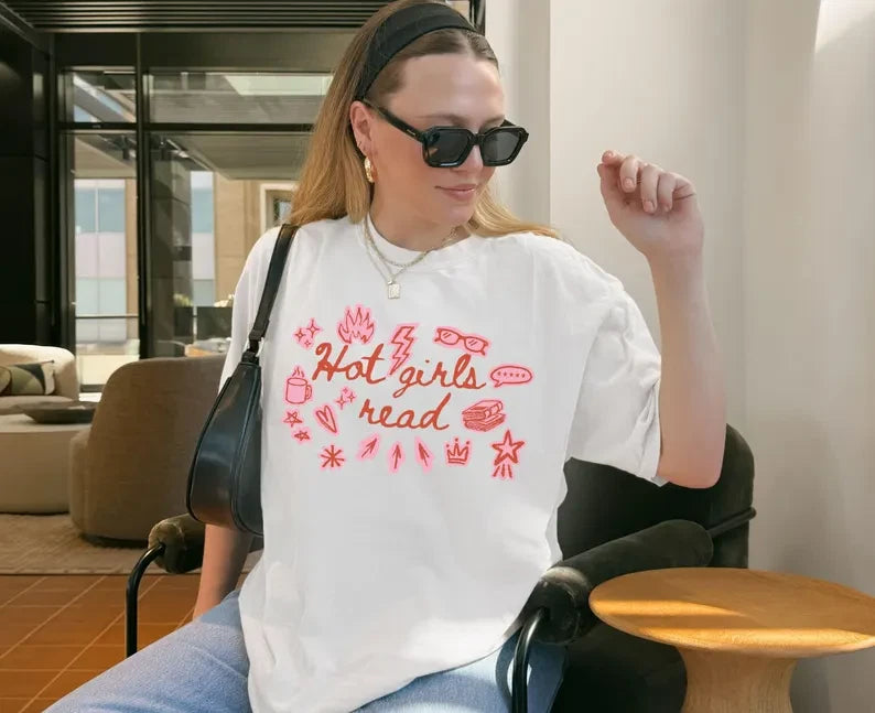 Book Lover Shirt, Hot Girls Read Shirt, Scrapbook Aesthetic Tee