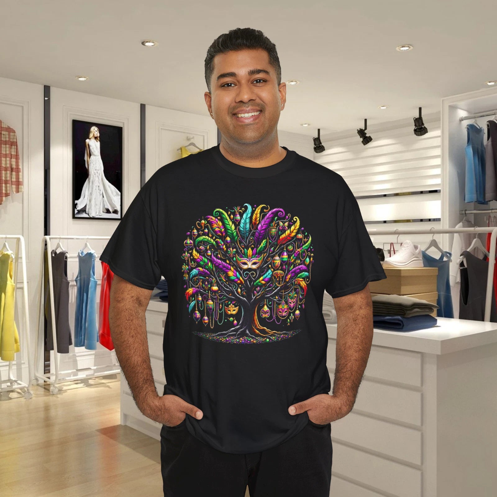 Colorful Mardi Gras Masquerade Tree Carnival Festival T-Shirt