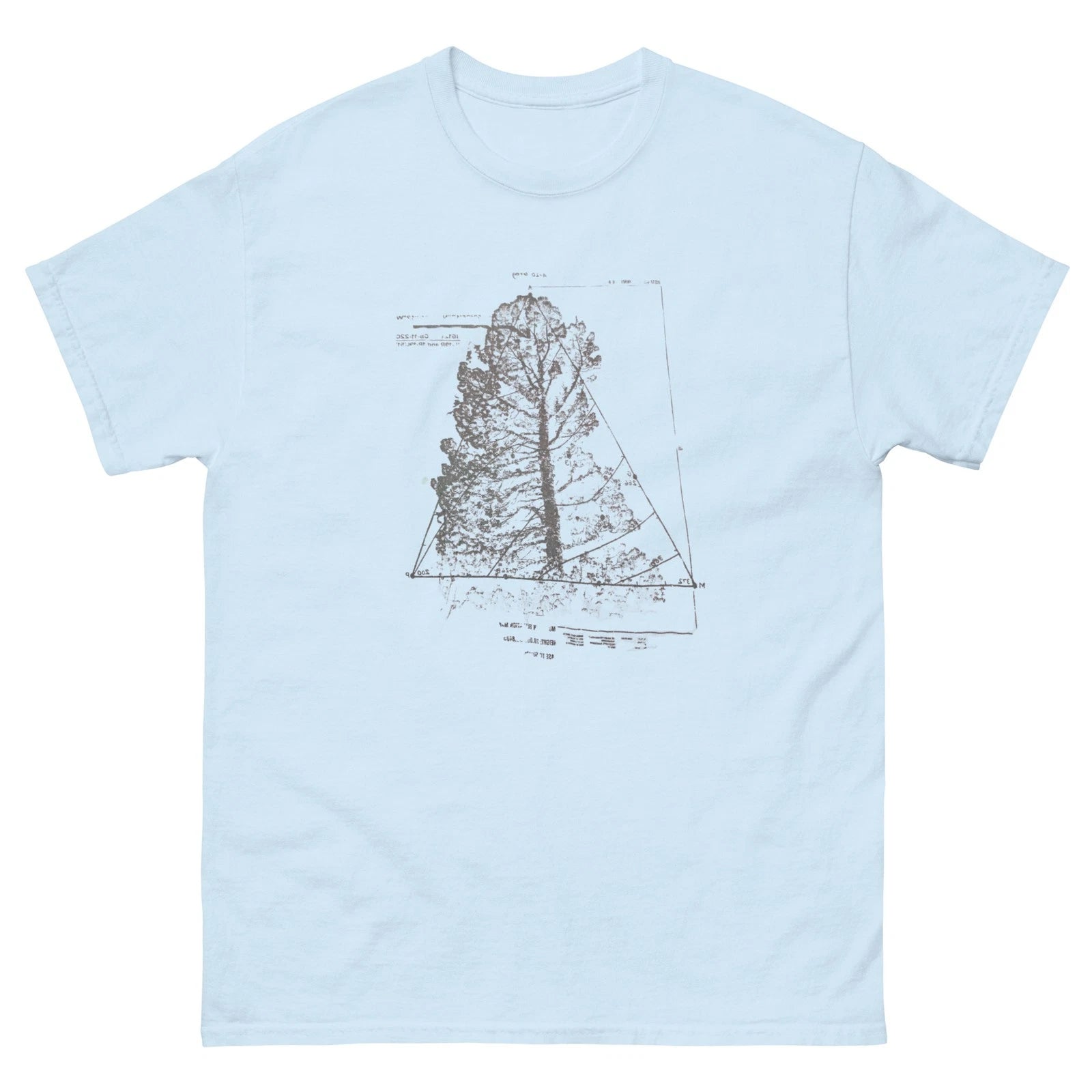 Light blue graphic tee  Minimalist tree shirt  Sketch art  street wear