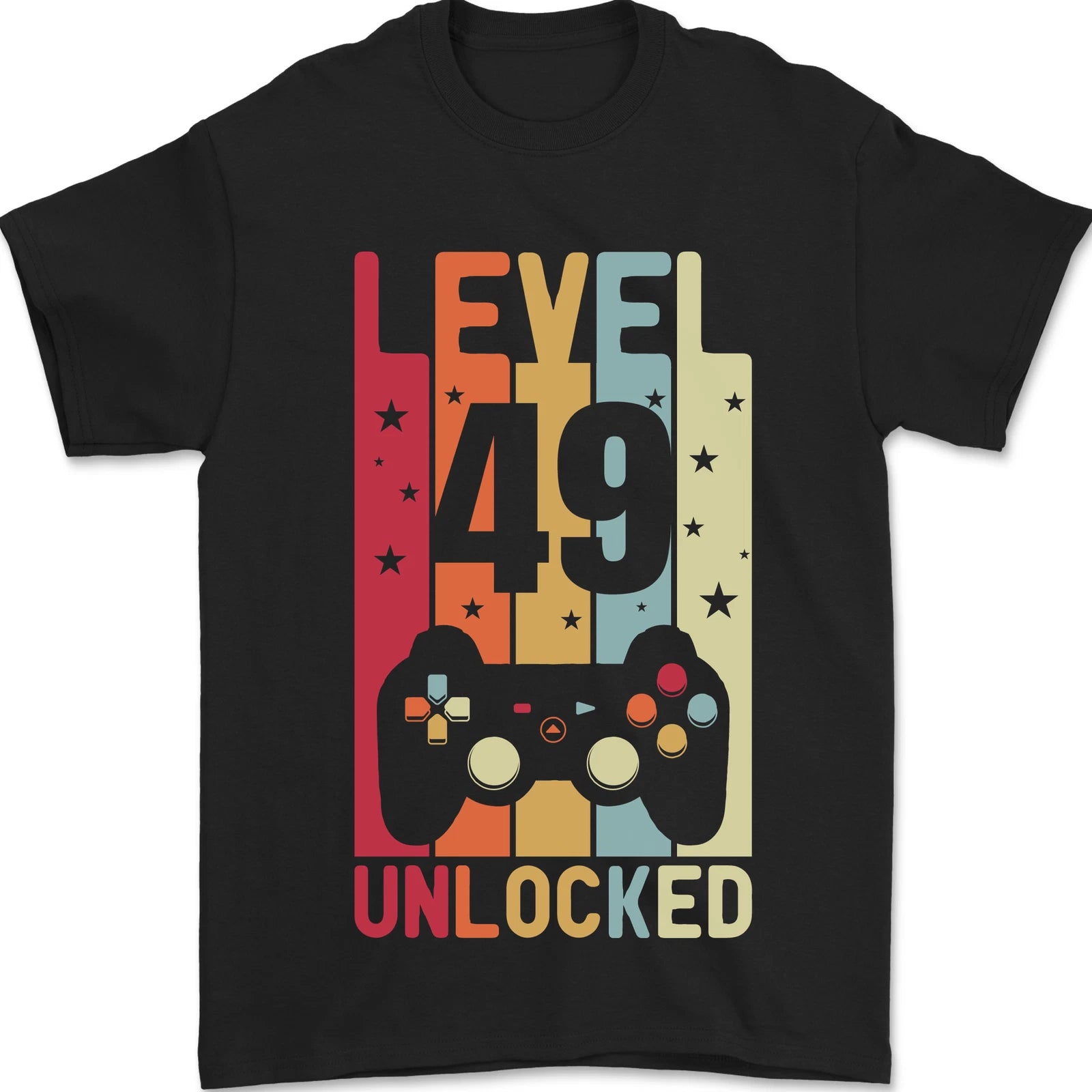 49th Birthday 49 Year Old Level Up Gaming Mens T-Shirt 100% Cotton
