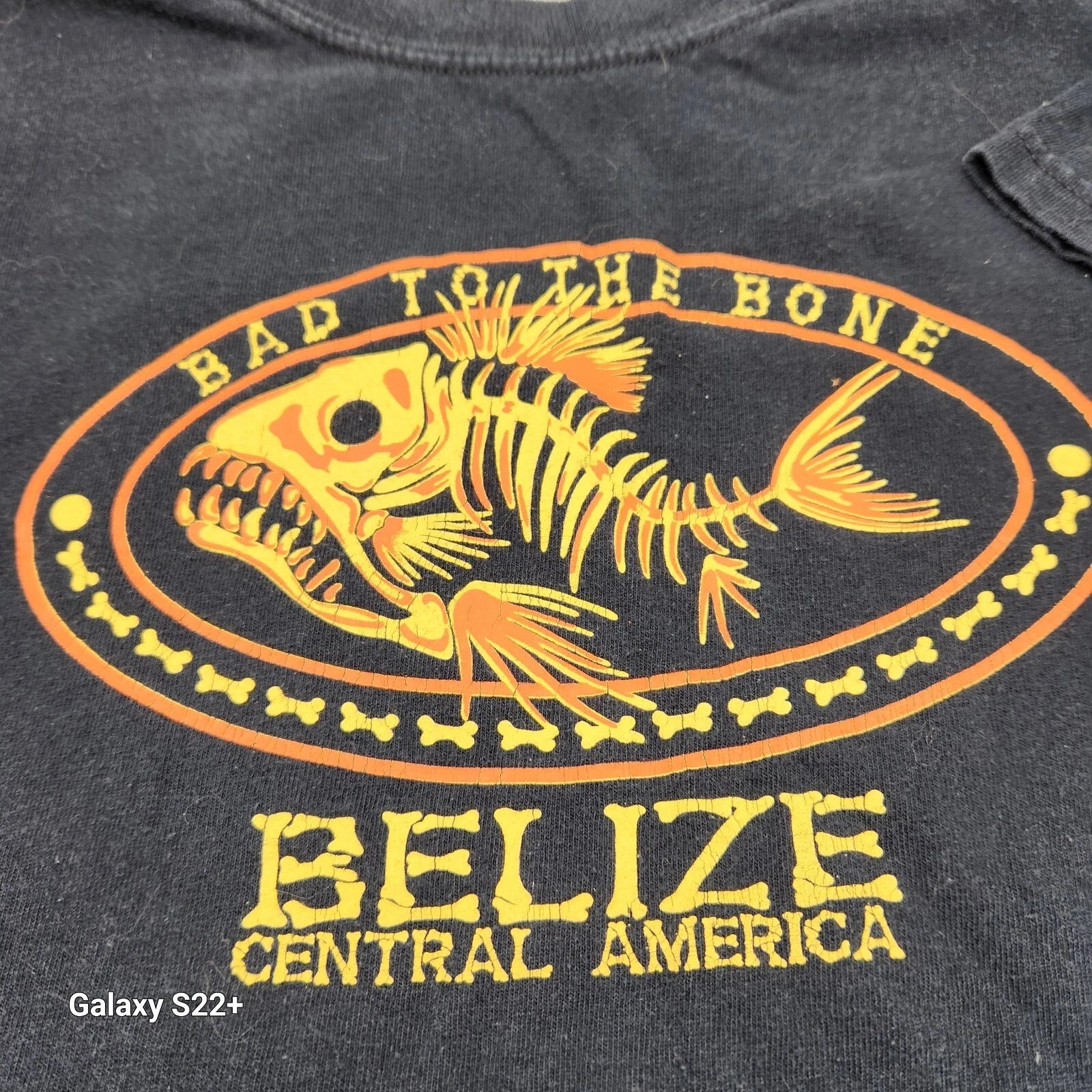Bad To The Bone T Shirt Belize Central America Vintage Motorcycle Grunge Black