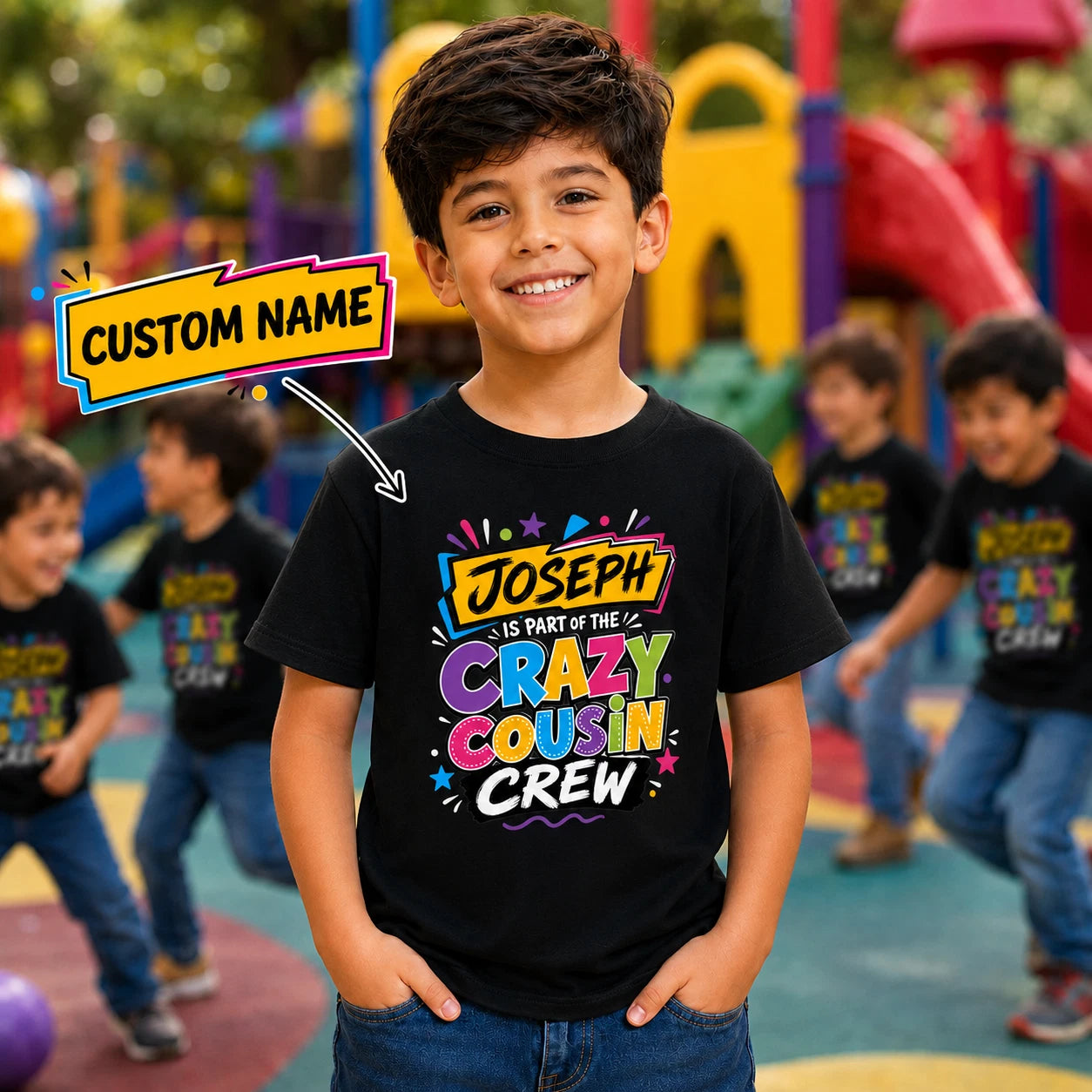 Personalised Cousin Crew T Shirt Kids Custom Name Matching Family Tee