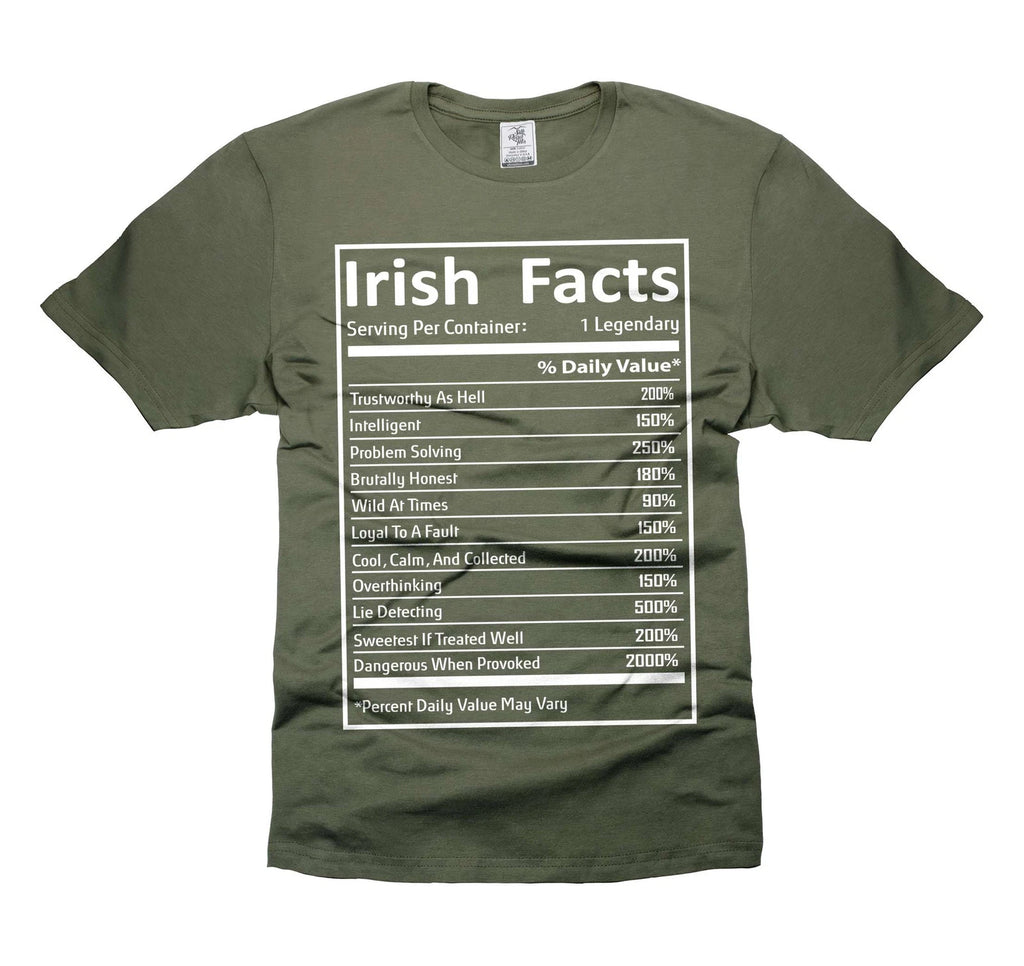 St Patrick's Day Irish Nutritional Facts Funny Tee Shirt Saint Paddy's Tee
