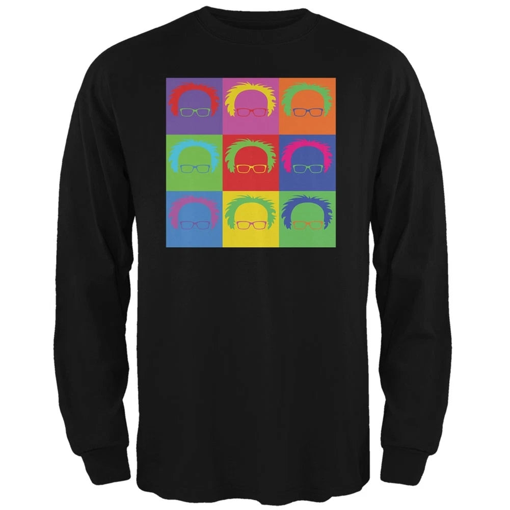 Election Bernie Sanders Hair Minimalist Pop Art Black Adult Long Sleeve T-Shirt