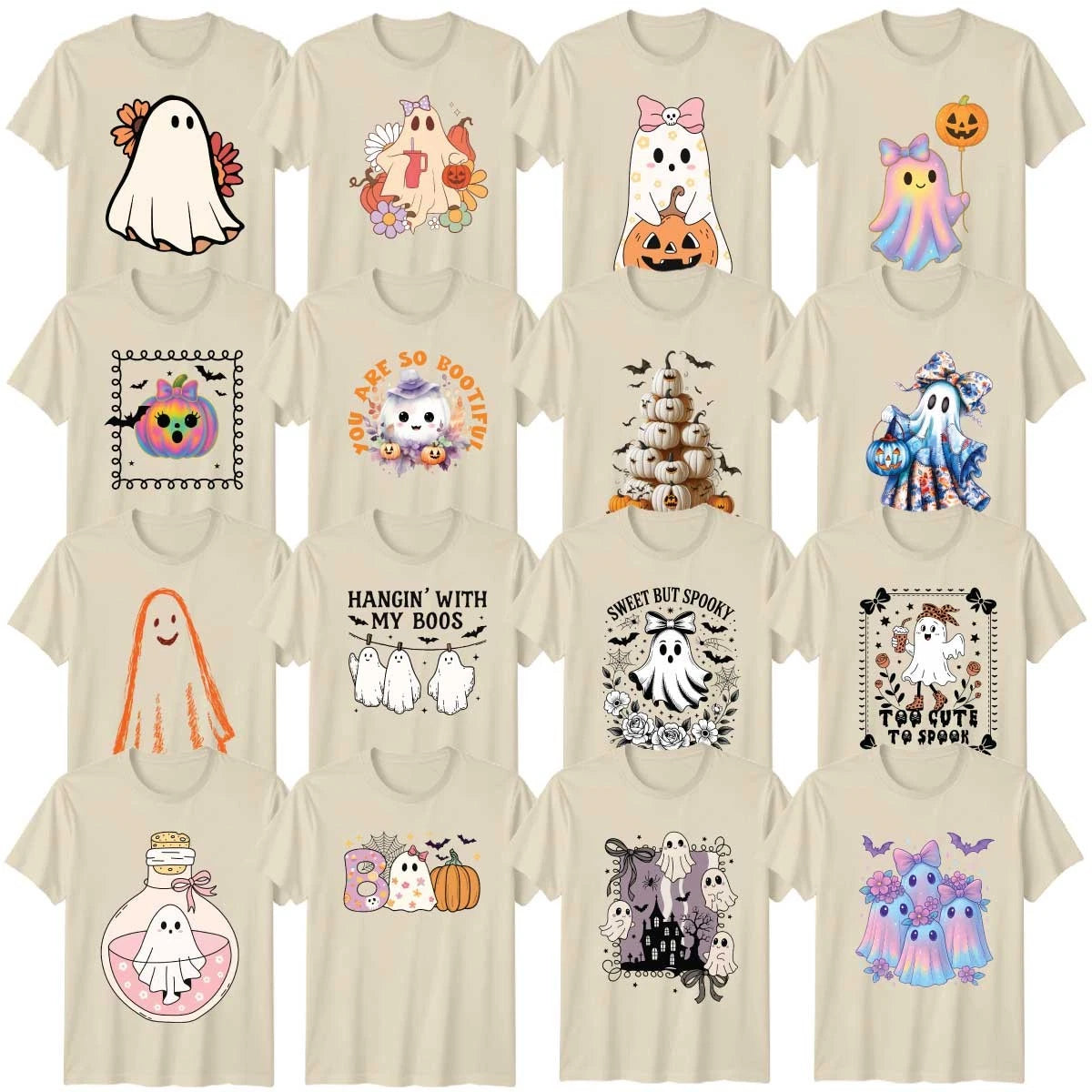Cute Halloween Adult T-Shirt Ghost Spooky Halloween Gift