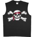 Mens Sleeveless T-shirt Muscle Tee Skull Crossbones Pirate Shirt Tank Top