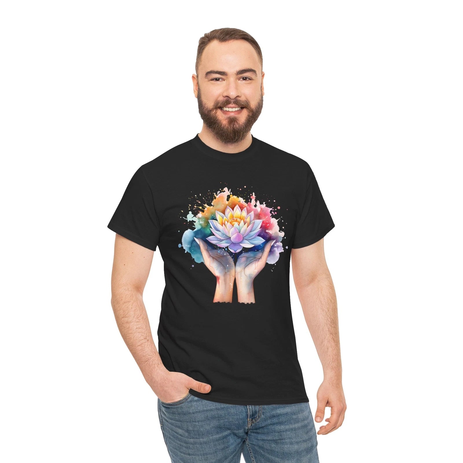 Retro Yoga Zen Lotus Flower T-Shirt - Minimalist Flower Tee for Chic Outfits