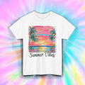 Summer Vibes Shirt Tropical Sunset Beach Vacation Palm Trees Art Tee S-5XL