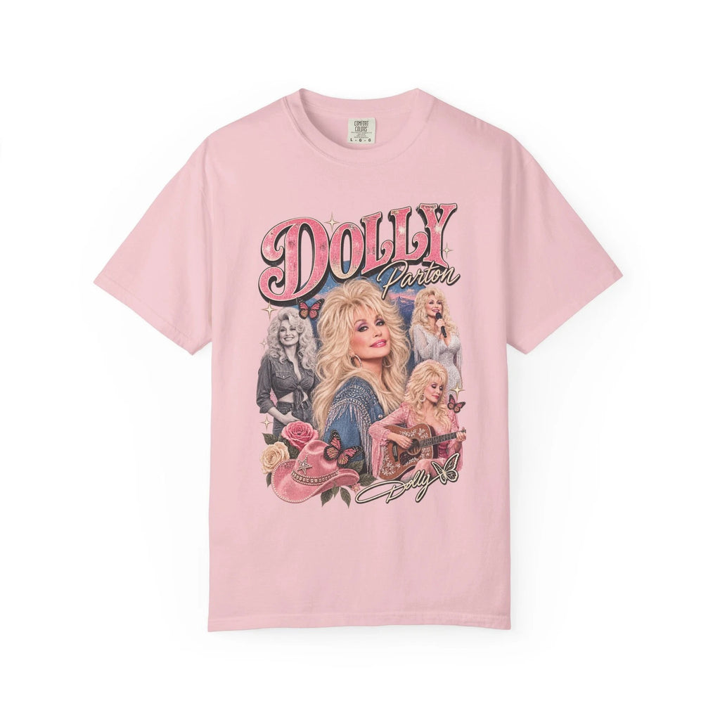 Country Music Icon collage T-Shirt | Retro Script, Floral Guitar
