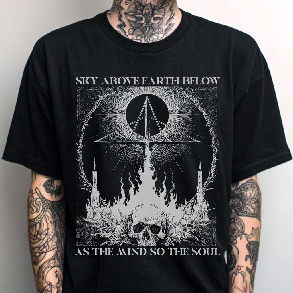 Occult Skull Goth Graphic T-Shirt, Weirdcore Trippy Shirt, Punk Grunge T-Shirt