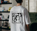 Men’s Minimalist Streetwear Oversized T-Shirt - Y2K Graphic Face Line Art Tee