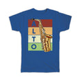 Gift T-Shirt : Saxophone Music Wall Poster Retro Print Colors Gradient