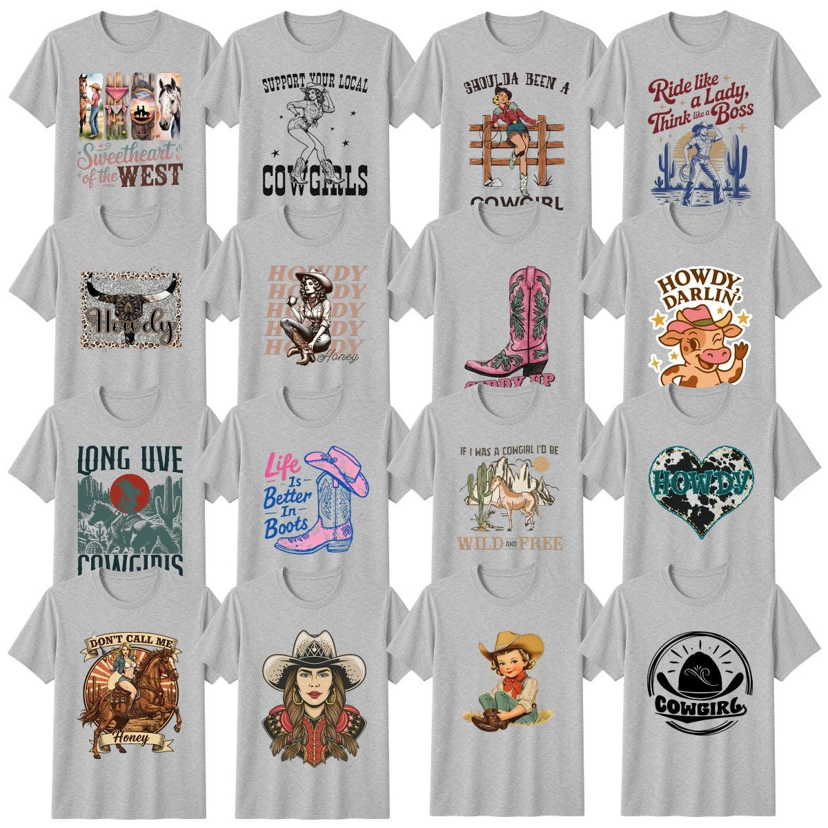 Retro Cowgirl T-Shirt Cowboy Country Western Gift