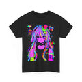 Trippy Anime Girl Graphic Tee Psychedelic Neon Cyberpunk Raver Streetwear Shirt