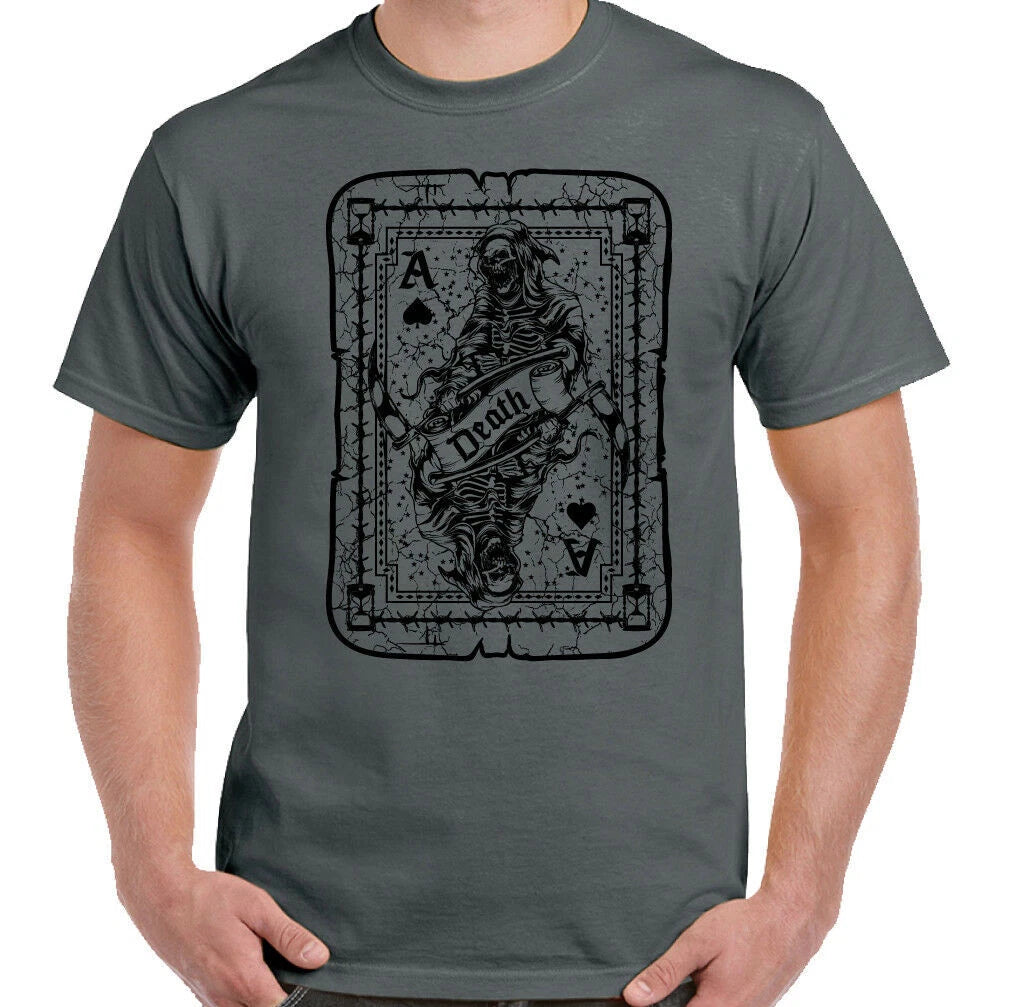 Grim Reaper T-Shirt Mens Halloween Death Playing Card Skull Skeleton Gothic