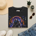 Cyberpunk Hooded Figure T-Shirt | Neon Future Graphic Tee
