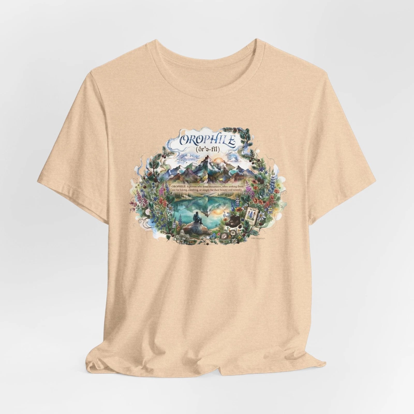 Orophile Nature Mountain Scene T-Shirt | Landscape Watercolor Tee